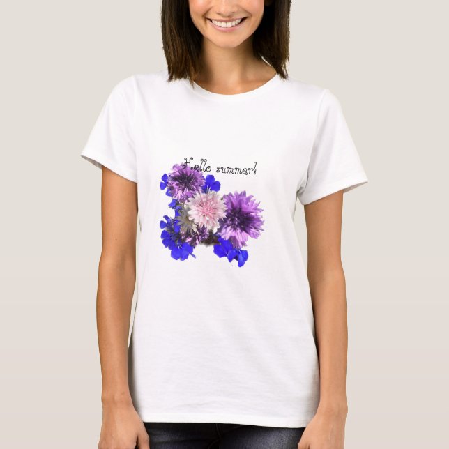 Camiseta Flores azules, ¡hola verano! (Anverso)