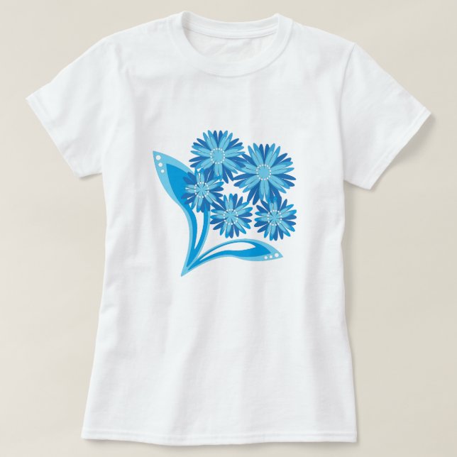 Camiseta Flores azules originales (Diseño del anverso)