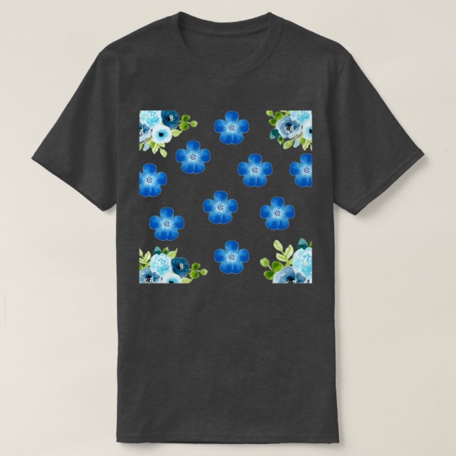 Camiseta Flores azules pequeñas (Diseño del anverso)