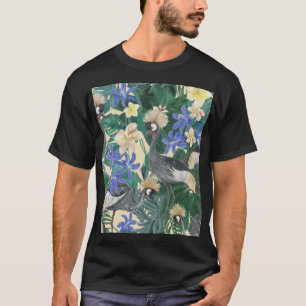 Camiseta Flores Azules Plumerias, Acuarela Seamless.