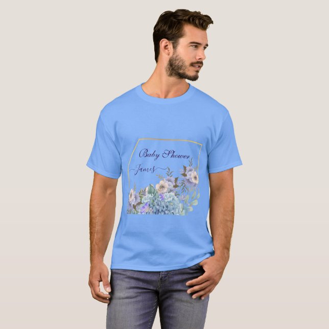 Camiseta Flores azules suaves Buds Hydrangea Lilac Baby Sho (Anverso completo)