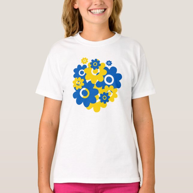 Camiseta Flores azules y amarillas (Anverso)