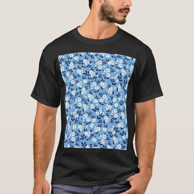 Camiseta Flores azules y blancas: vintage (Anverso)