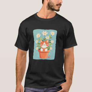 Camiseta Flores blancas lindas con gato con disfraz de mace