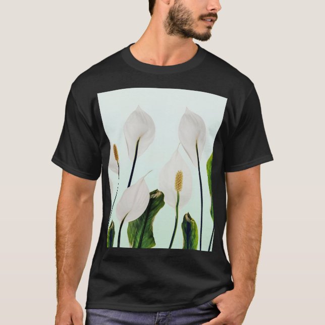 Camiseta Flores blancas sin soldadura azul (Anverso)