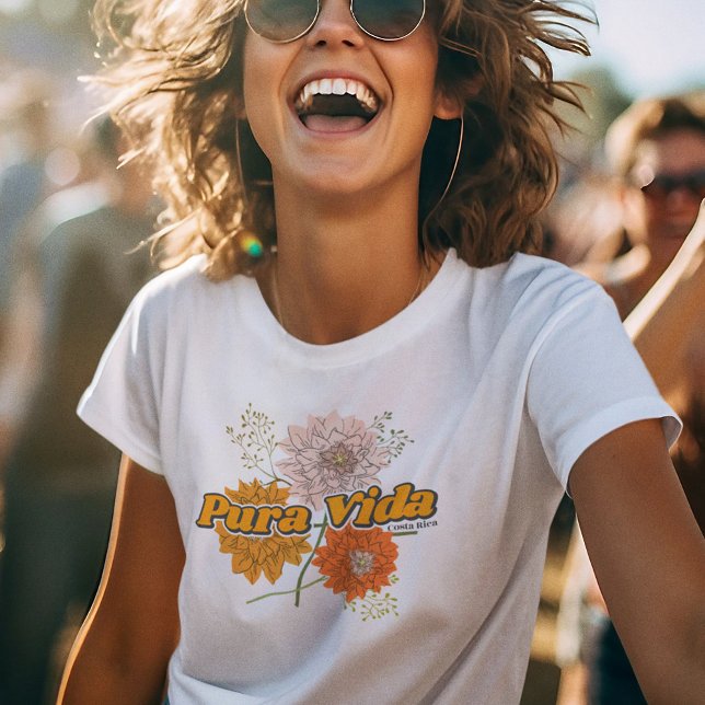 Camiseta Flores botánicas de Costa Rica Pura Vida (Costa Rica Pura Vida Botanical Flowers T-Shirt)