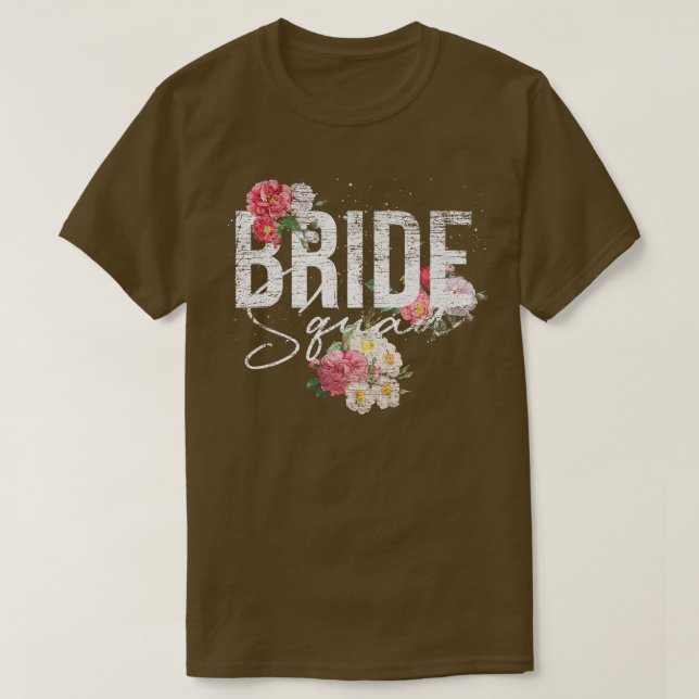Camiseta Flores Bride Squad Bridal Shower Floral (Diseño del anverso)