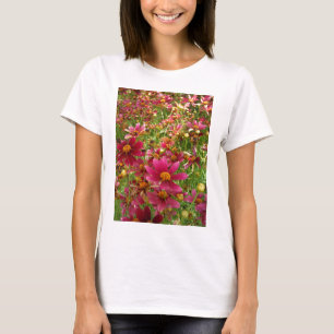 Camiseta Flores brillantes de rosado caliente y margarita a