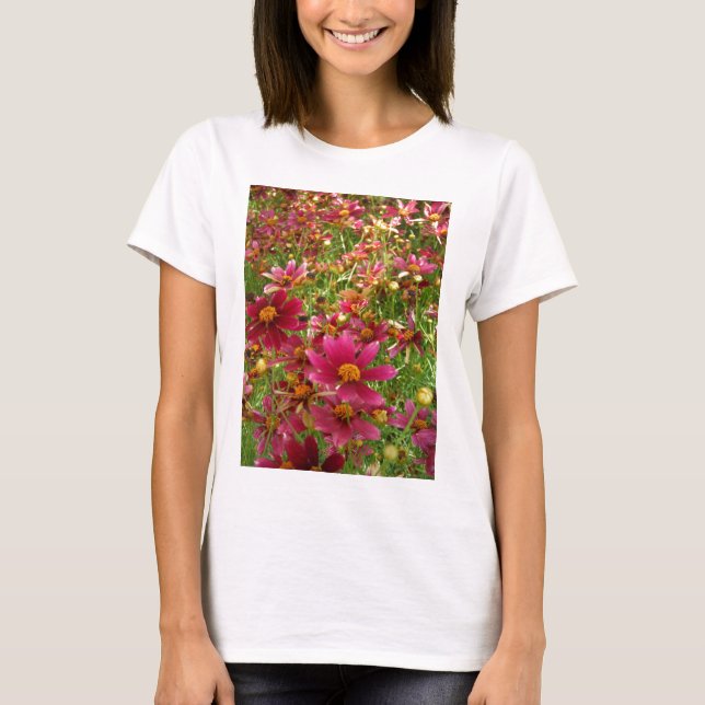 Camiseta Flores brillantes de rosado caliente y margarita a (Anverso)