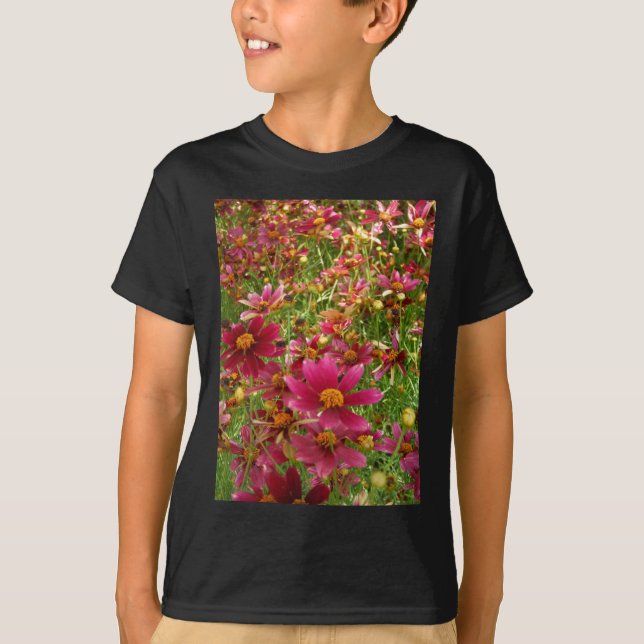 Camiseta Flores brillantes de rosado caliente y margarita a (Anverso)