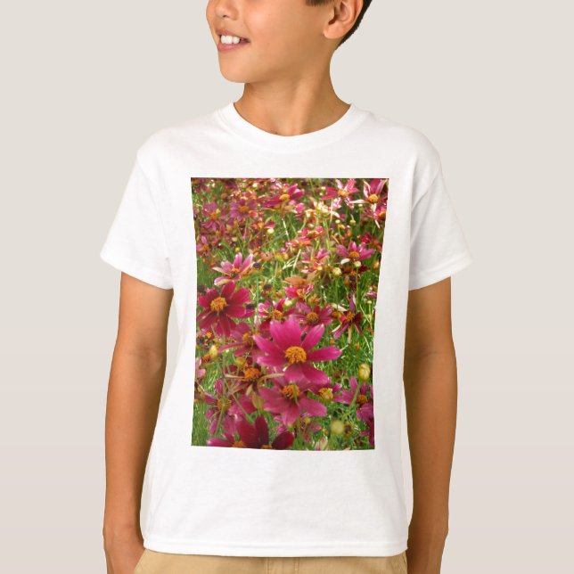 Camiseta Flores brillantes de rosado caliente y margarita a (Anverso)