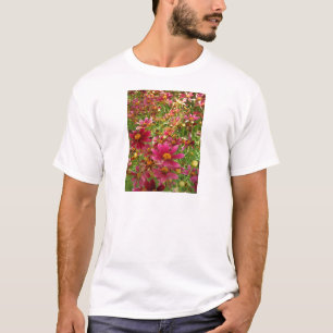 Camiseta Flores brillantes de rosado caliente y margarita a