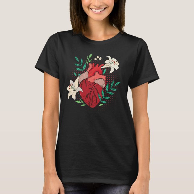 Camiseta Flores Cardióloga de jardinería cardíaca (Anverso)