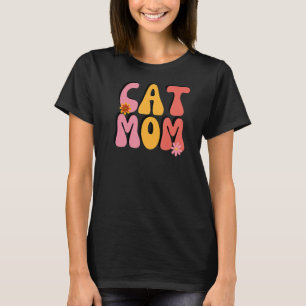 Camiseta Flores Cat Mom Retro Groovy