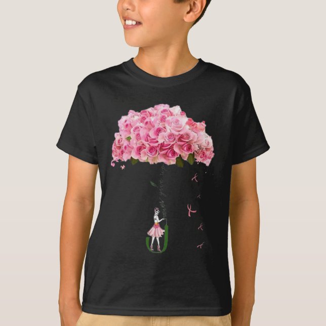 Camiseta Flores Cinta Cinta Cáncer de Mama Luchadora (Anverso)