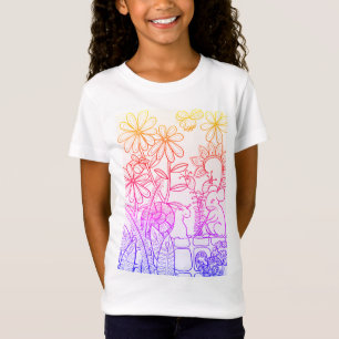 Camiseta Flores, colores del arco iris del ratón y del cara