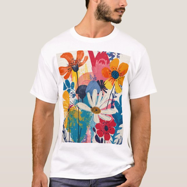 Camiseta Flores coloridas (Anverso)