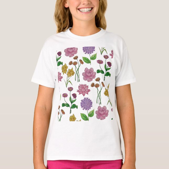 Camiseta Flores coloridas (Anverso)