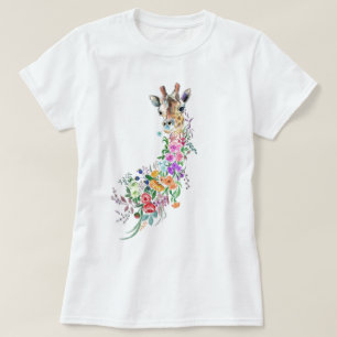 Camiseta Flores coloridas Bouquet Giraffe Primavera de cami