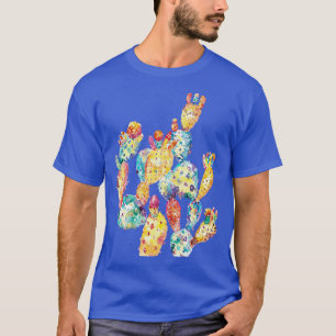 Camiseta Flores coloridas de cactus Pintura Acuarela Abstra