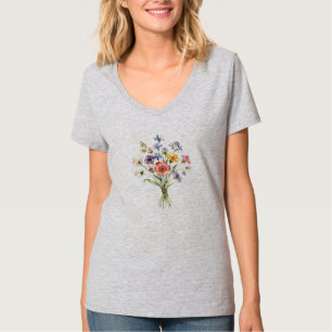 Camiseta Flores Coloridas de Prado Suave Arreglo Natural A