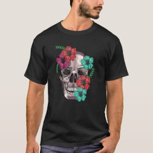 Camiseta Flores Coloridas Día Del Azúcar Y Calavera Floral