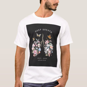 Camiseta Flores coloridas, mariposas, ilustracion pulmonar.
