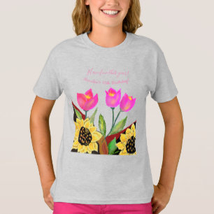 Camiseta Flores coloridas tulipanes rosas y girasoles amari