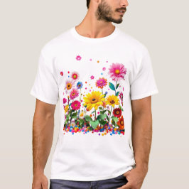 Camiseta Flores coloridas y florecientes con pétalos vibran