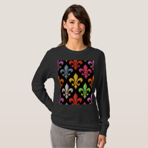Camiseta Flores Coloridas y Negras en forma de Fleur-de-lis