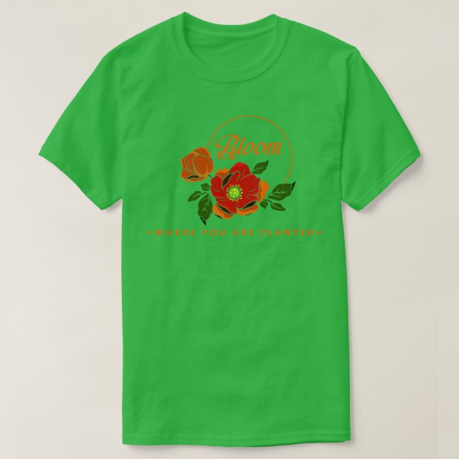 Camiseta Flores con hojas de naranja (Diseño del anverso)