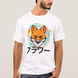 Camiseta Flores - Corte Kawaii Anime Fox - Estéthet japonés