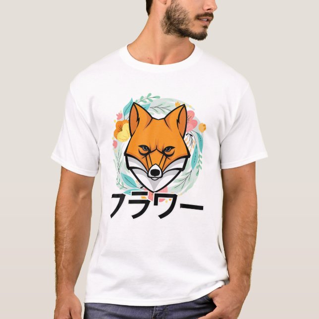 Camiseta Flores - Corte Kawaii Anime Fox - Estéthet japonés (Anverso)