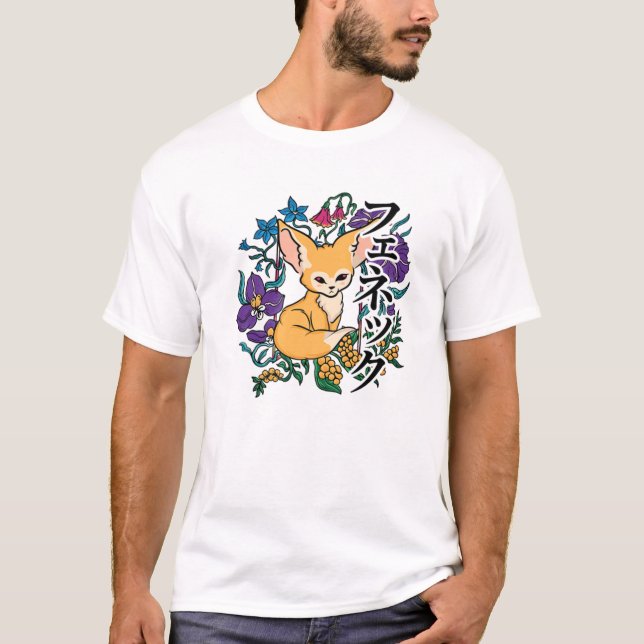 Camiseta Flores - Corte Kawaii Anime Fox - Estéthet japonés (Anverso)