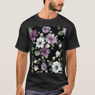 Camiseta Flores Cosmos Elegantes: Sin Marea acuarela.