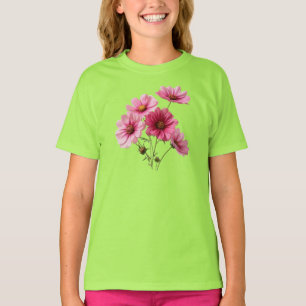 Camiseta Flores Cosmos rosadas