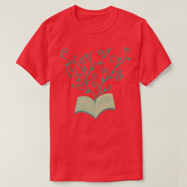 Camiseta flores creciendo en el libro amante de los libros  (Diseño del anverso)