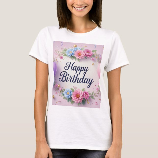 Camiseta Flores cumpleaños lujo elegante extravagante (Anverso)
