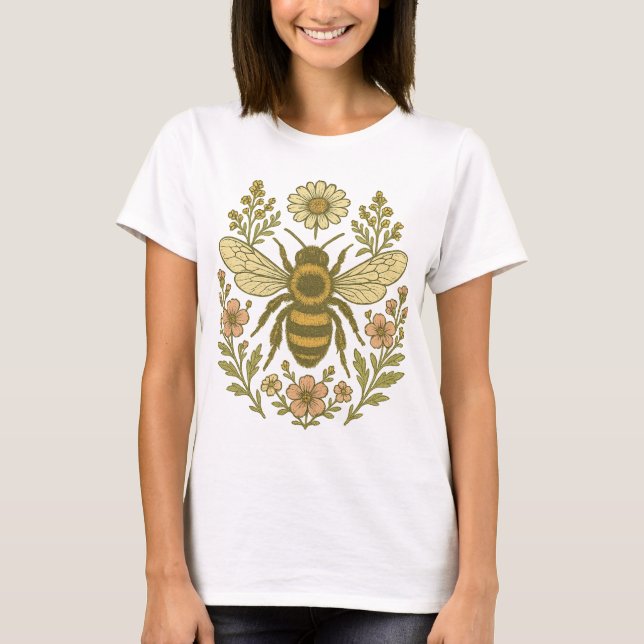 Camiseta Flores de abeja y silvestres de época | Nat botáni