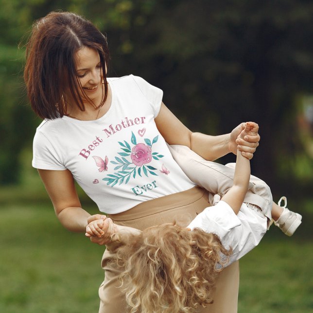Camiseta Flores de acuarela adorables de los mejores padres (Subido por el creador)