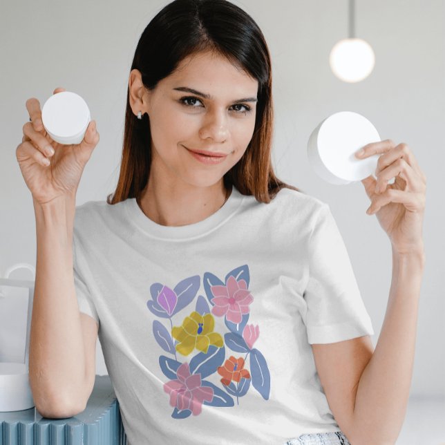 Camiseta Flores de acuarela azul moda femenina elegante (Subido por el creador)