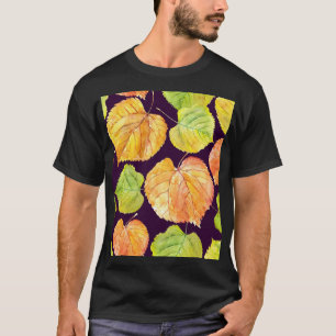 Camiseta Flores de acuarela otoñales, patrón sin costuras.