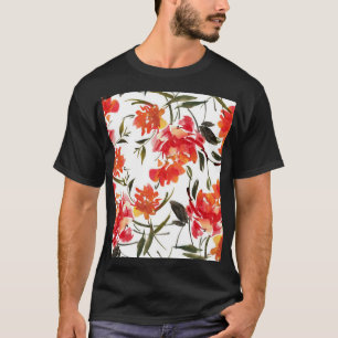 Camiseta Flores de acuarela, patrón continuo dibujado a man