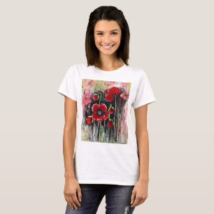 Camiseta Flores De Adormidera En Acuarela