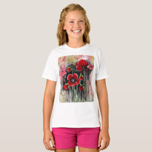 Camiseta Flores De Adormidera En Acuarela