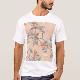 Camiseta Flores de algodón: adorno de melocotón elegante