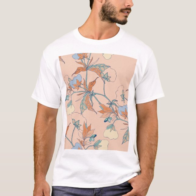 Camiseta Flores de algodón: adorno de melocotón elegante (Anverso)