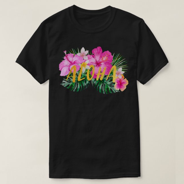 Camiseta Flores de Aloha Hibiscus  (Diseño del anverso)