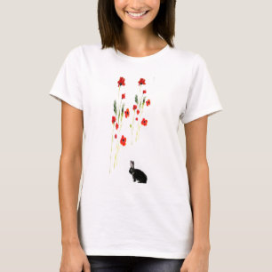 Camiseta Flores de amapola conejo conejo conejo