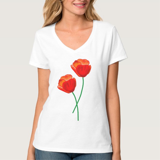 Camiseta Flores de amapola roja (Anverso)